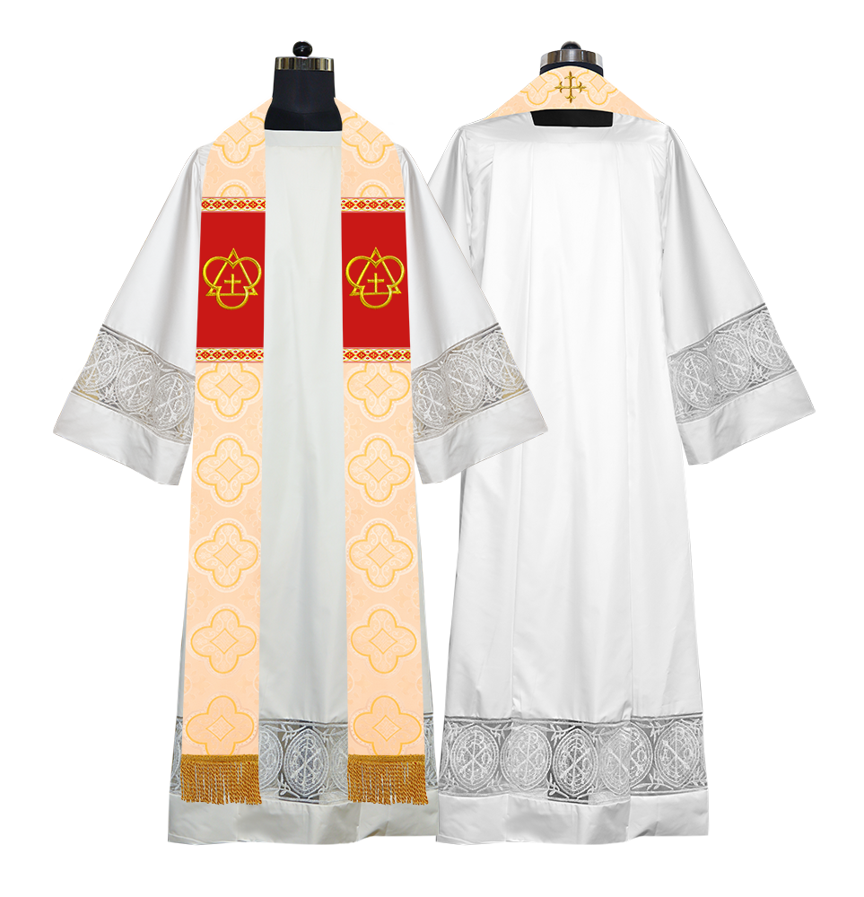 Clerical Stole with Embroidered Trinity Motif