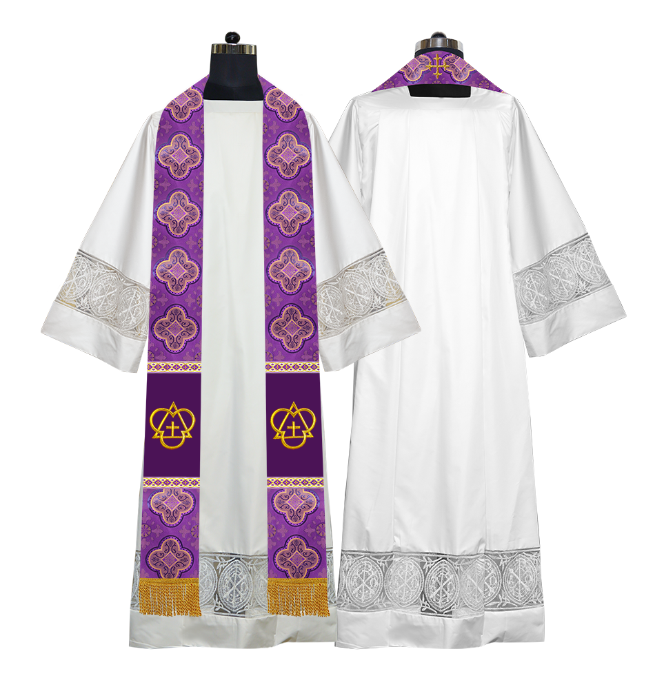 Clerical Stole with Embroidered Trinity Motif