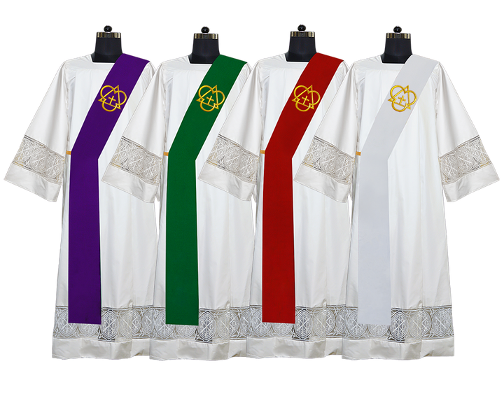 Set of 4 Deacon Stoles with Adorned Trinity Motif