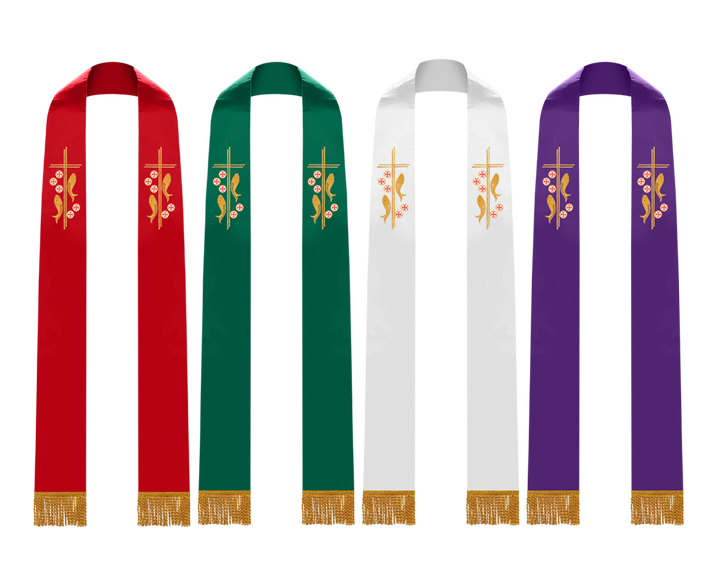 Set of Four Handmade Spiritual Embroidered Stole