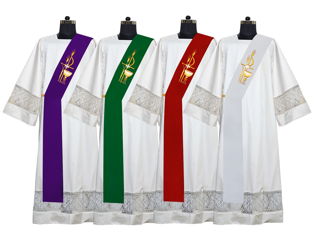 Set of 4 PAX with Chalice Embroidered Deacon Stoles