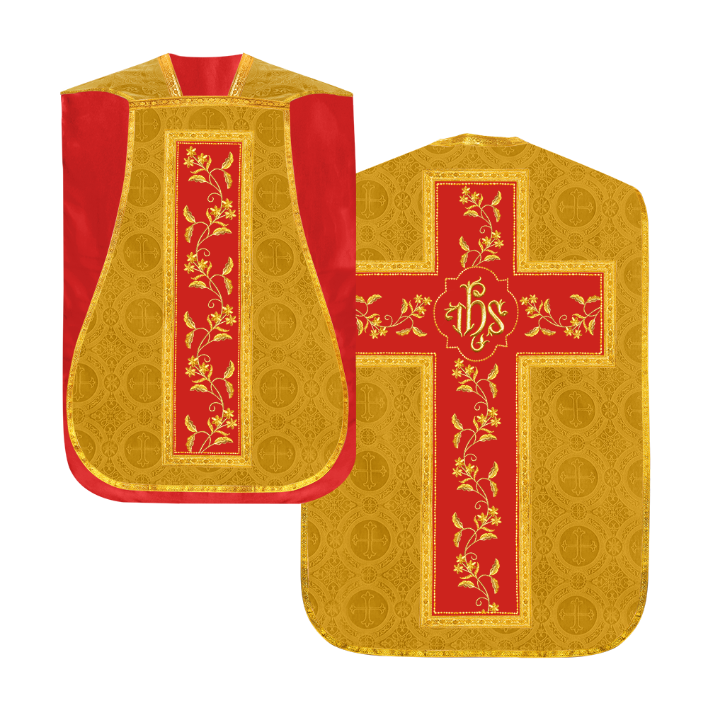 Elegant Roman chasuble vestment - Floral collection