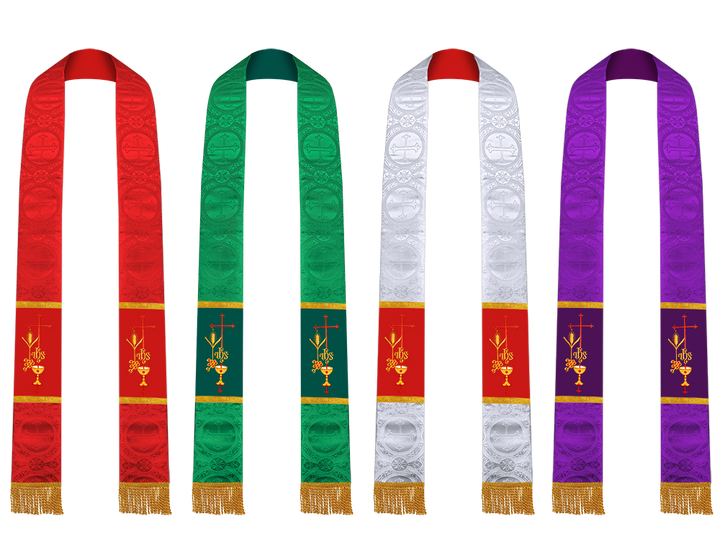 Set of 4 Emmer with IHS Embroidered Priest Stole