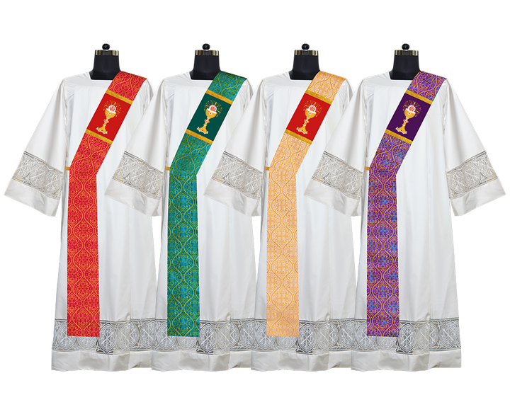 Set of 4 Chalice with IHS Adorned Deacon Stole