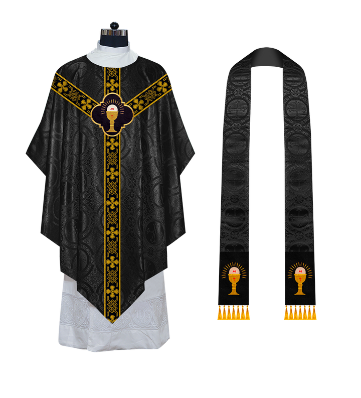 Pugin Gothic Chasuble with Designer Orphrey - Elegant Catholic Vestment
