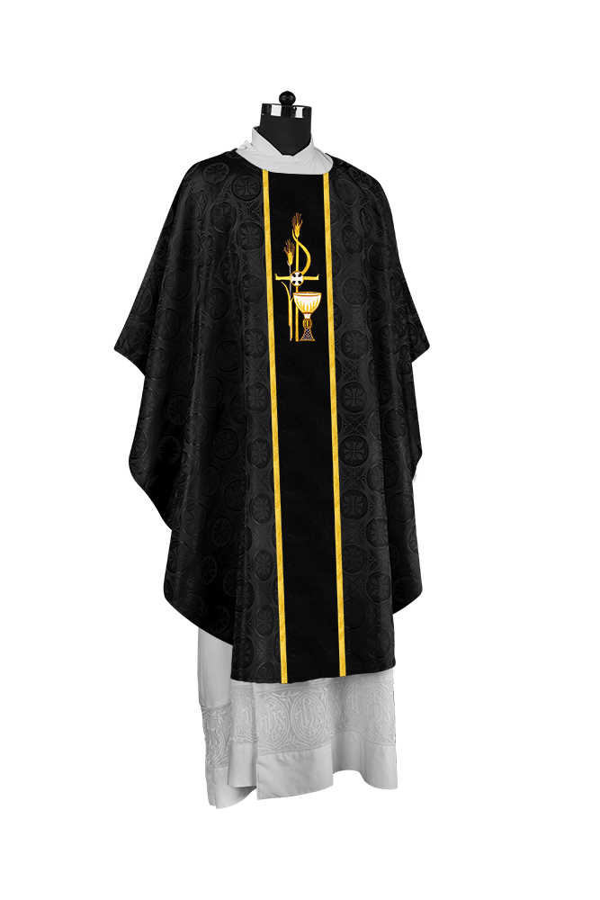 Gothic Chasuble with Elegant Embroidered Liturgical Motif