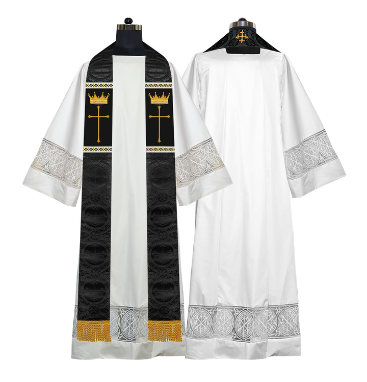 Pastor Clergy Stole with Spiritual Cross and Crown Embroidery