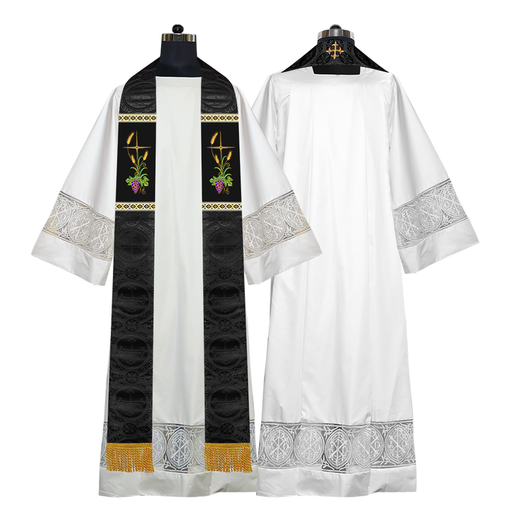 Handmade Clergy Stole with Spiritual Grapes and Wheat