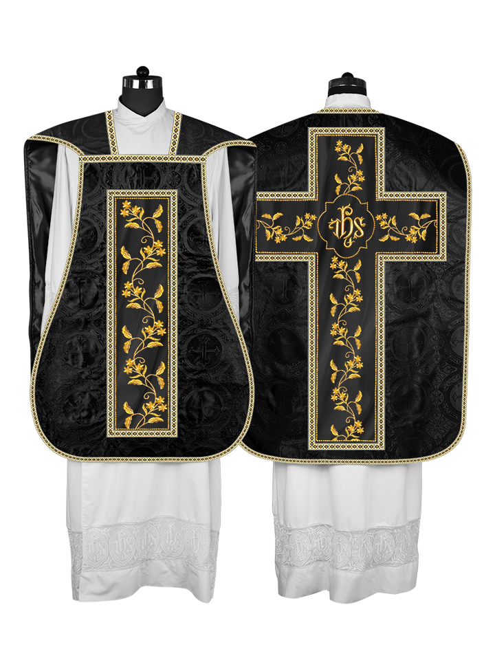 Roman Chasuble vestment with Floral Design and Trims