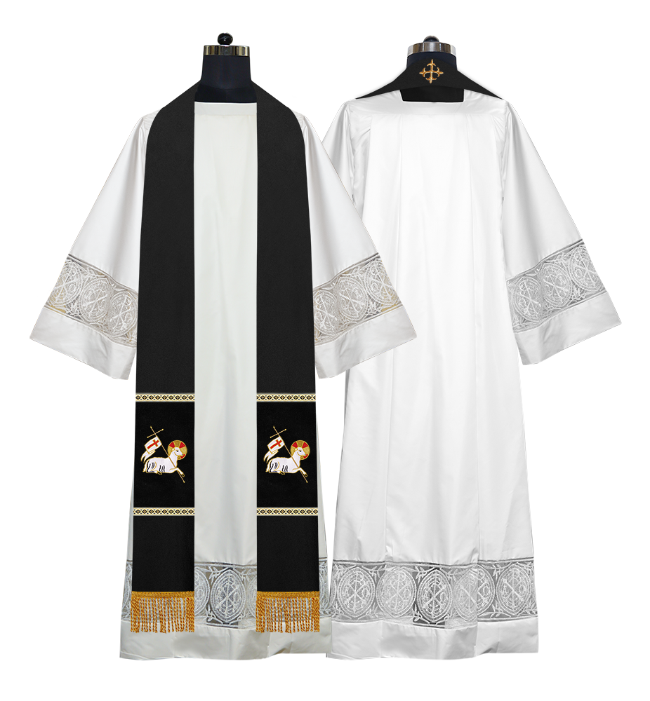 Embroidered Lamb Liturgical Clergy Stole