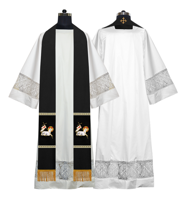 Embroidered Lamb Liturgical Clergy Stole