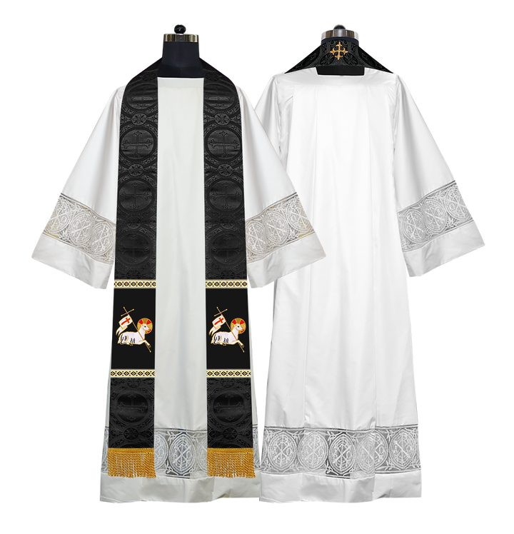 Embroidered Lamb Liturgical Clergy Stole