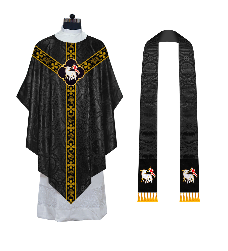 Pugin Gothic Chasuble with Designer Orphrey - Elegant Catholic Vestment