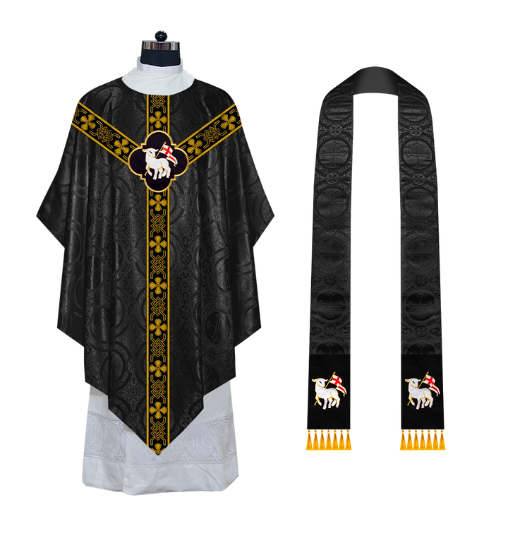 Pugin Gothic Chasuble with Designer Orphrey - Elegant Catholic Vestment
