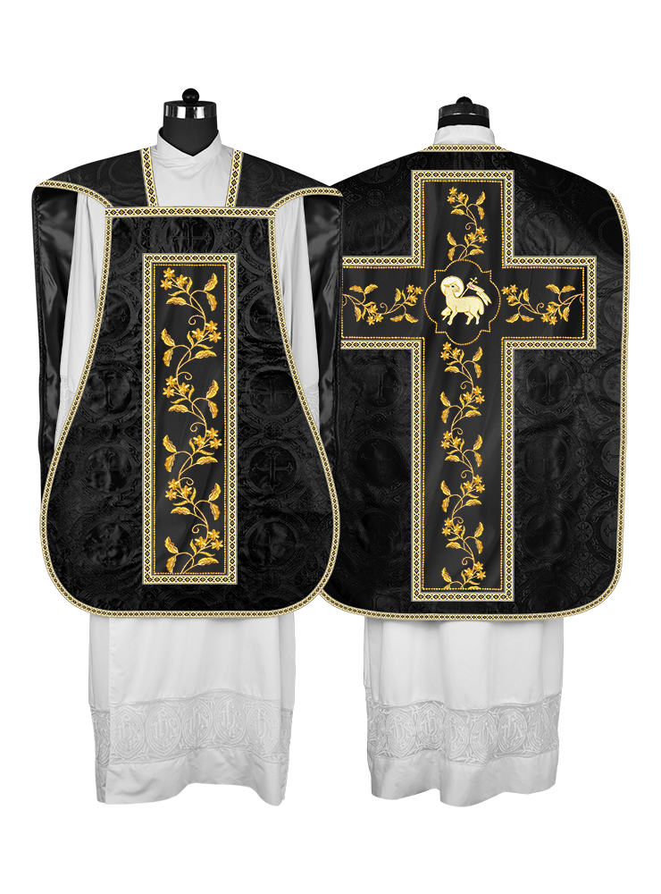 Roman Chasuble vestment with Floral Design and Trims