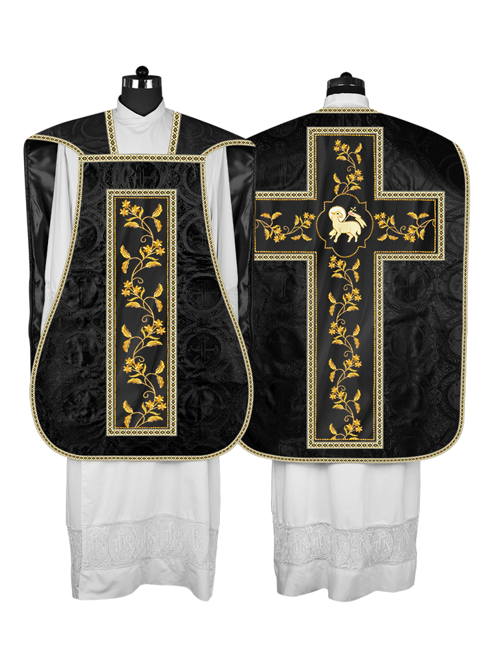 Roman Chasuble vestment with Floral Design and Trims