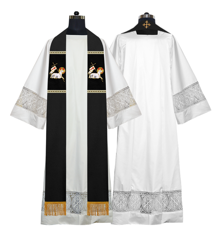 Embroidered Lamb Liturgical Clergy Stole