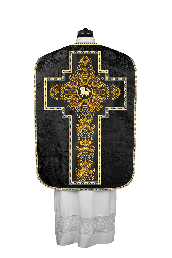 Roman Chasuble Vestment Enriched with Colored Braids and Trims