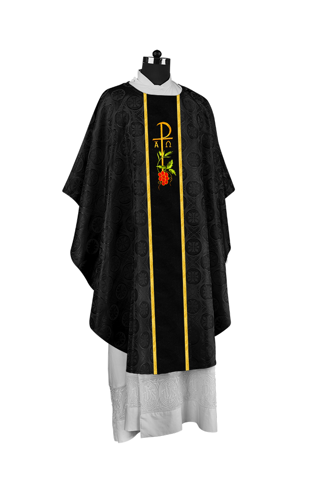 Gothic Chasuble with Elegant Embroidered Liturgical Motif