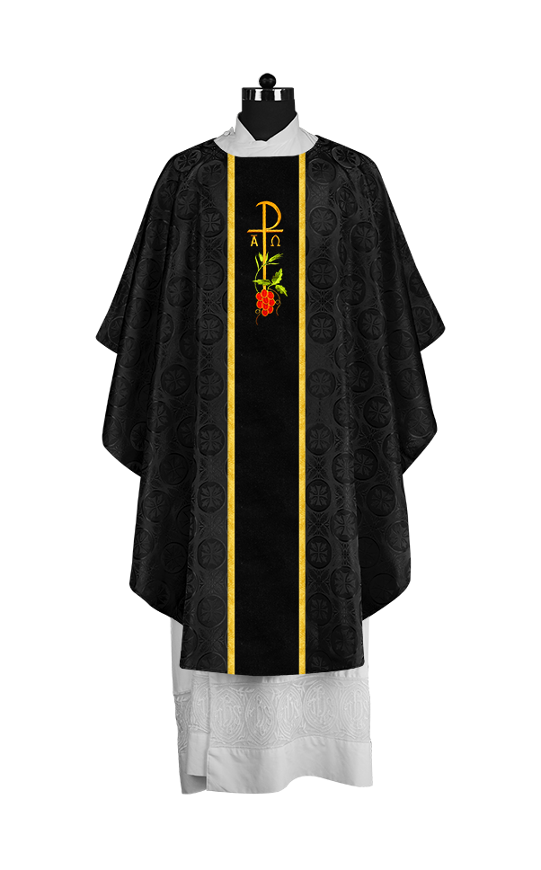 Gothic Chasuble with Elegant Embroidered Liturgical Motif