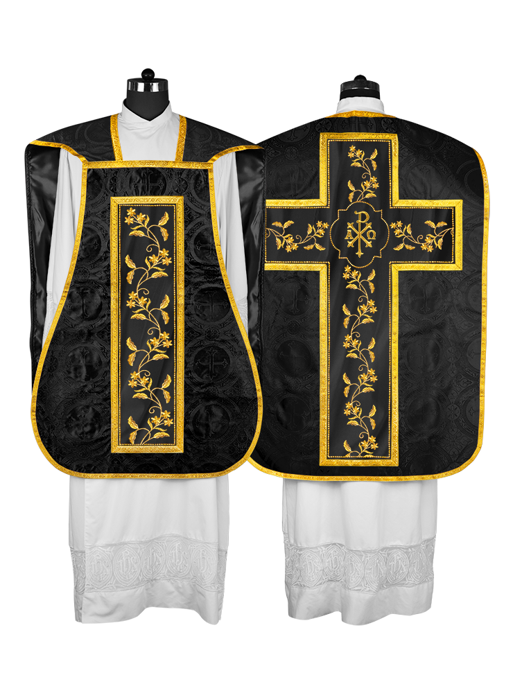 Elegant Roman chasuble vestment - Floral collection