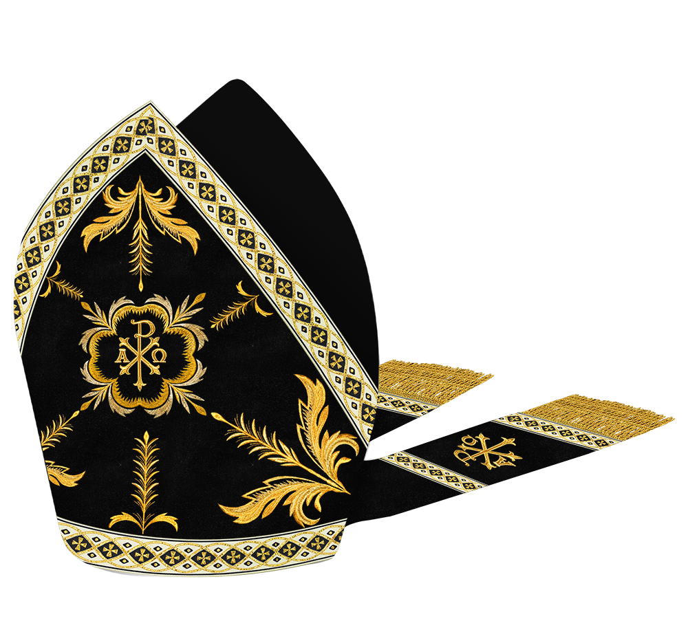 Mitre with Adorned Embroidery Motif and Trims
