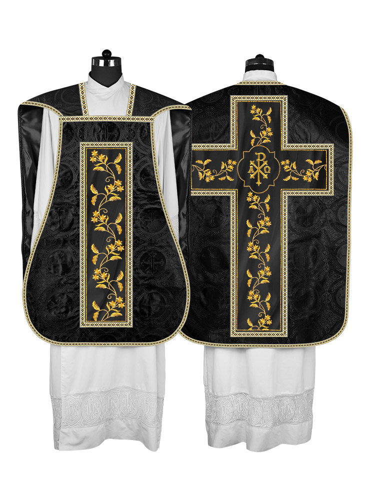 Roman Chasuble vestment with Floral Design and Trims