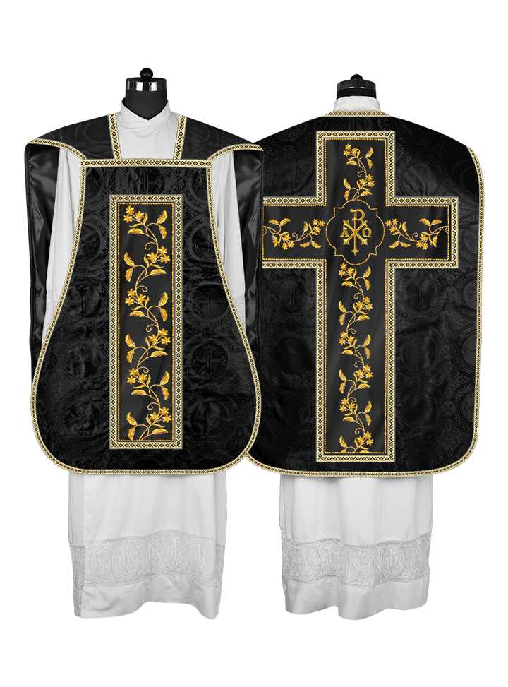 Roman Chasuble vestment with Floral Design and Trims