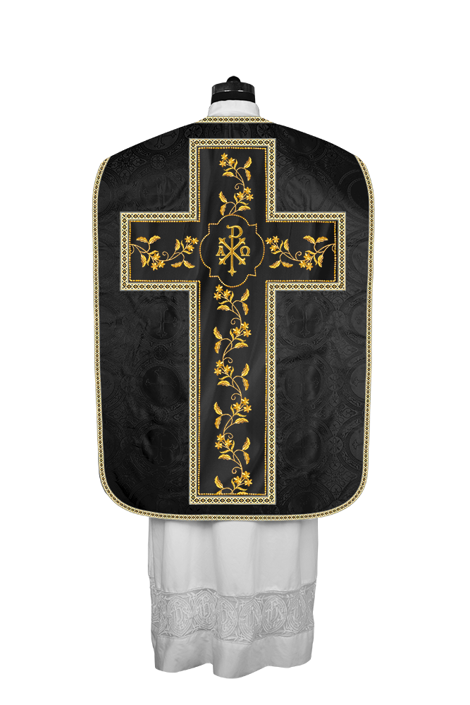 Roman Chasuble vestment with Floral Design and Trims