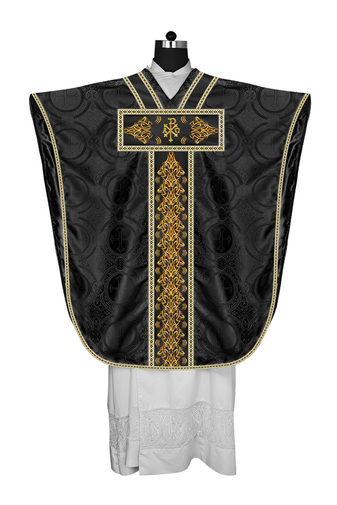 BORROMEAN CHASUBLE VESTMENT WITH BRAIDED ORPHREY AND TRIMS