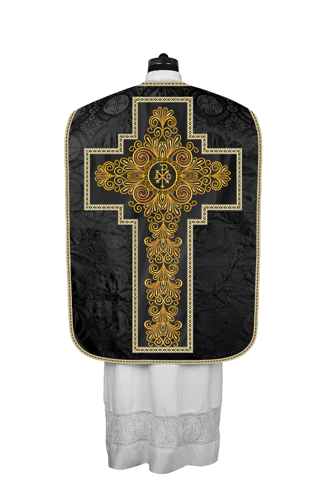 Roman Chasuble Vestment Enriched with Colored Braids and Trims