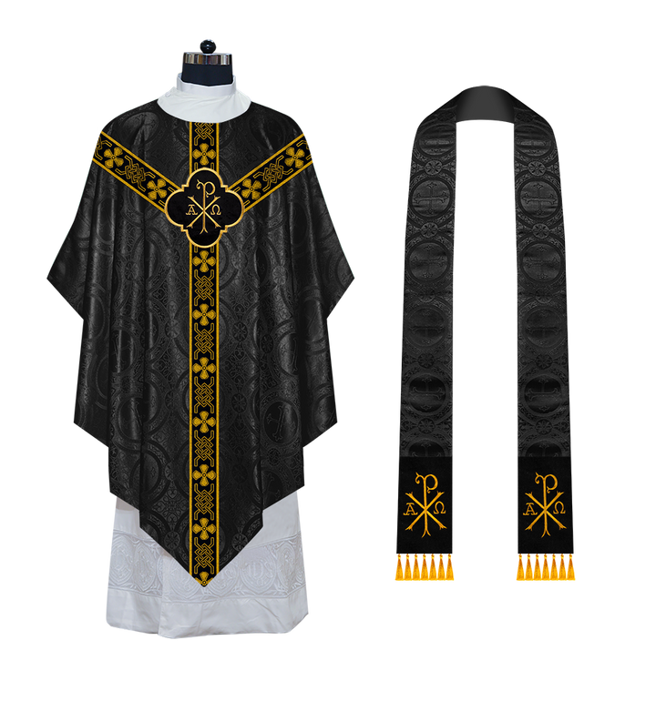 Pugin Gothic Chasuble with Designer Orphrey - Elegant Catholic Vestment