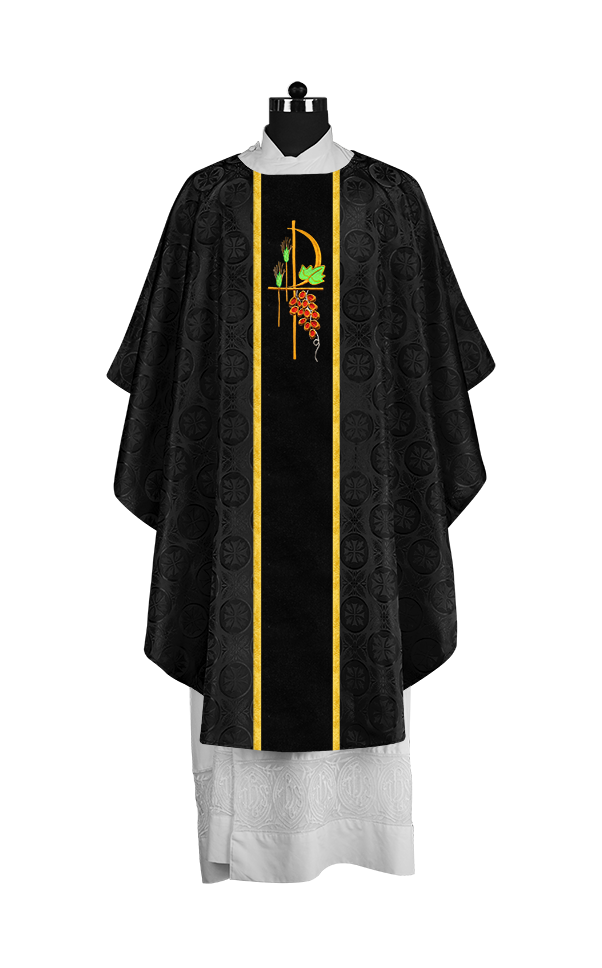 Gothic Chasuble with Elegant Embroidered Liturgical Motif