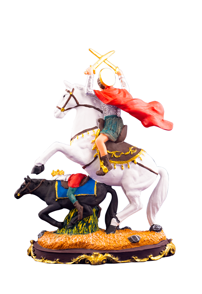 12" Saint James Santiago Statue on Horseback