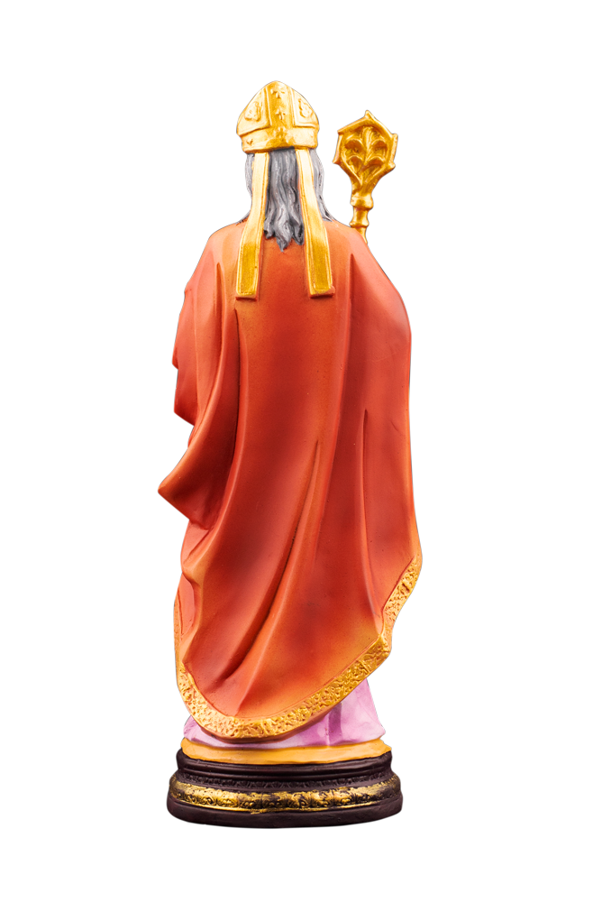 8" Saint Nicholas Statue – Bishop with Staff and Golden Spheres