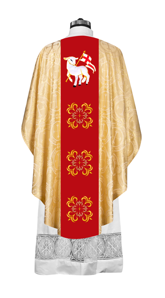 GOTHIC CHASUBLE VESTMENT EMBELLISHED WITH LITURGICAL MOTIFS