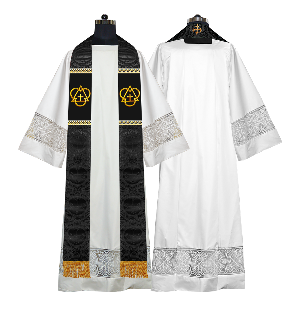 Clerical Stole with Embroidered Trinity Motif