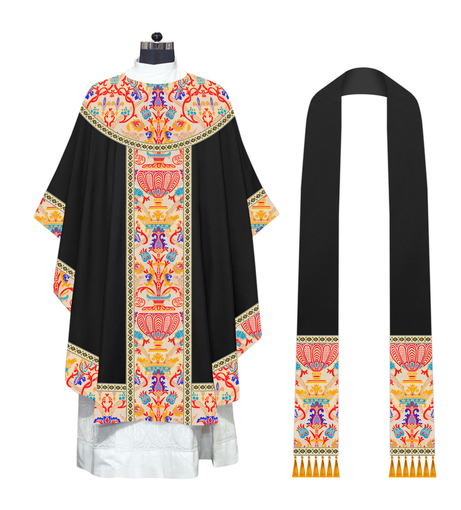 TAPESTRY GOTHIC CHASUBLE ADORNED WITH BRAIDS AND TRIMS