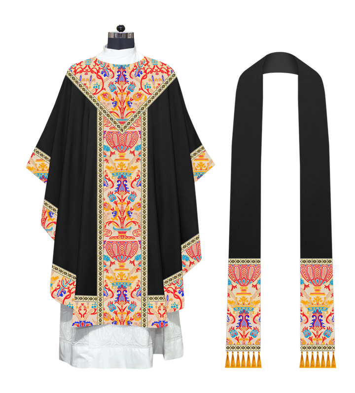 TAPESTRY GOTHIC CHASUBLE ADORNED WITH BRAIDS AND TRIMS