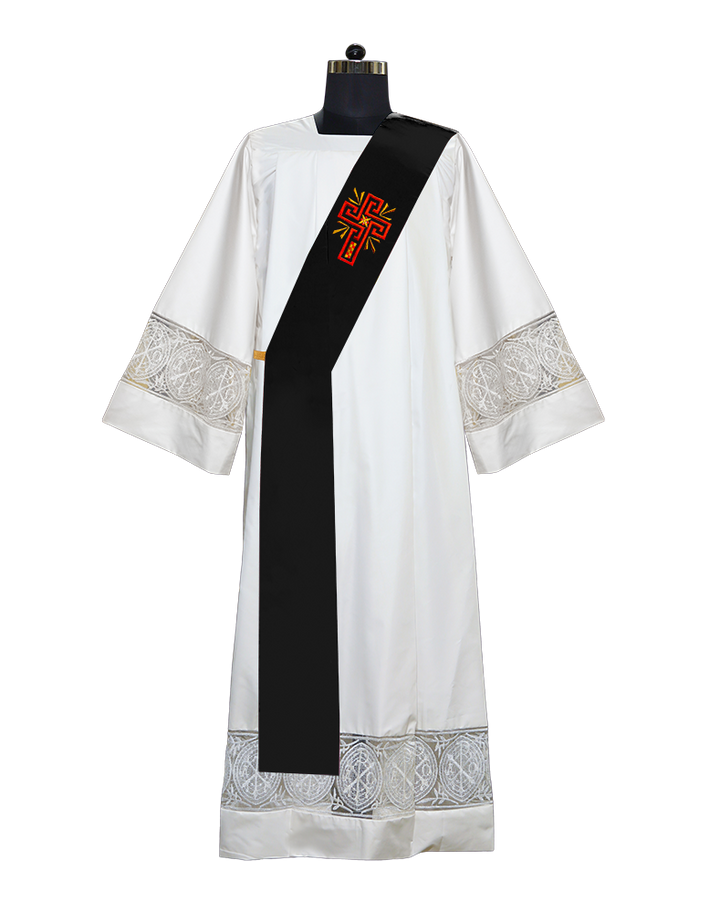 Glory cross embroidered deacon stole