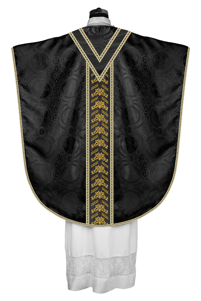 Borromean chasuble vestment adorned with colour braids and trims