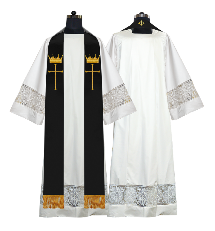 Handmade Gothic Stole with Spiritual Cross and Crown