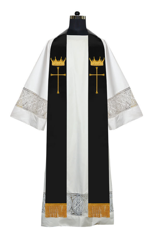 Handmade Gothic Stole with Spiritual Cross and Crown