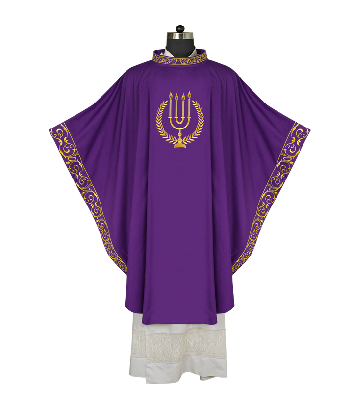 Advent chasuble with candle embroidery