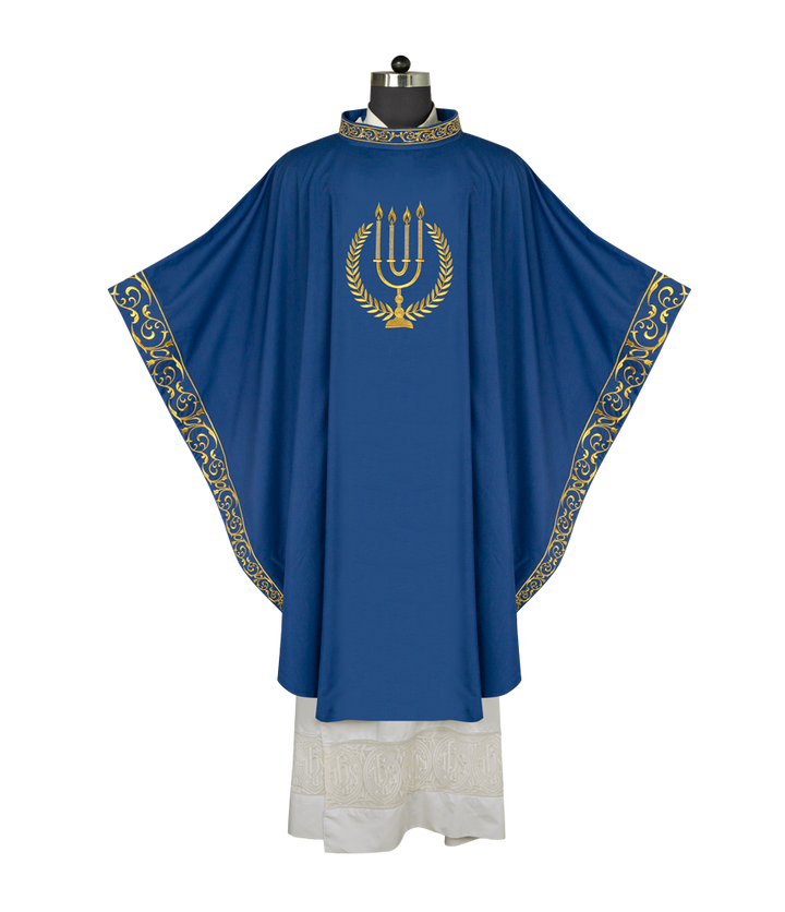 Advent chasuble with candle embroidery