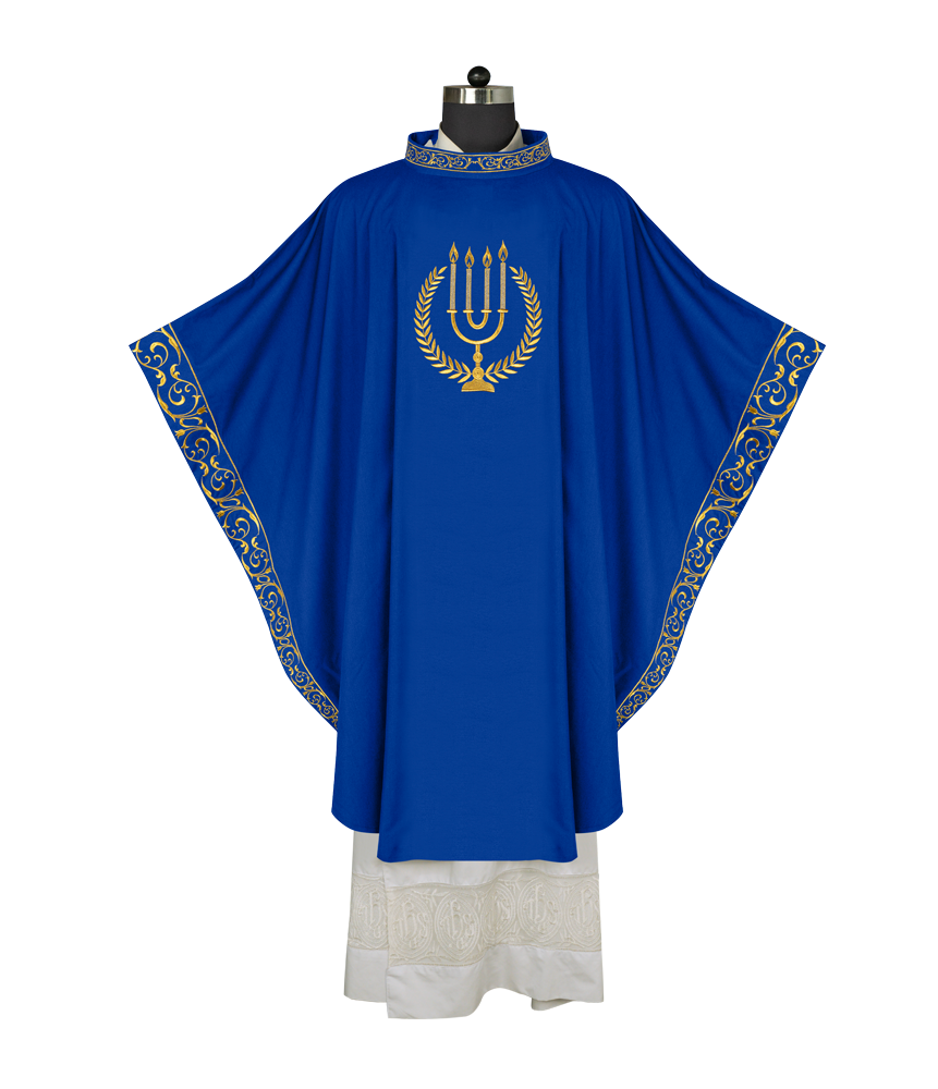 Advent chasuble with candle embroidery