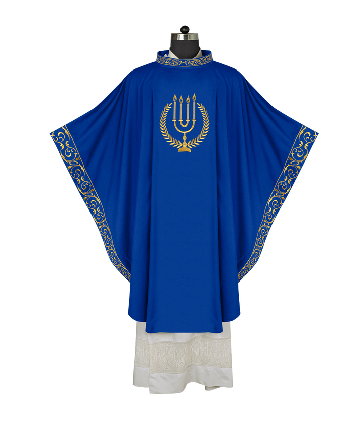 Advent chasuble with candle embroidery