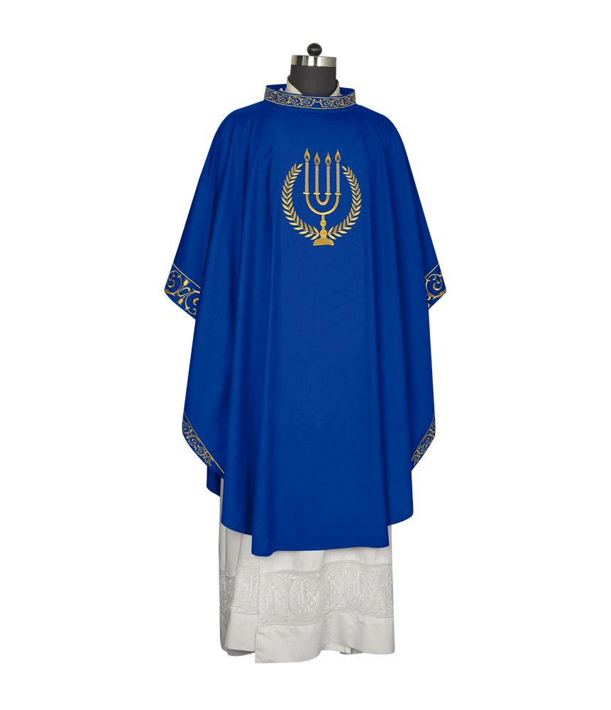 Advent chasuble with candle embroidery