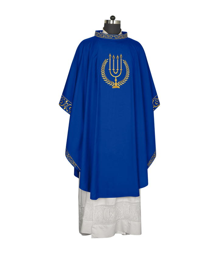 Advent chasuble with candle embroidery