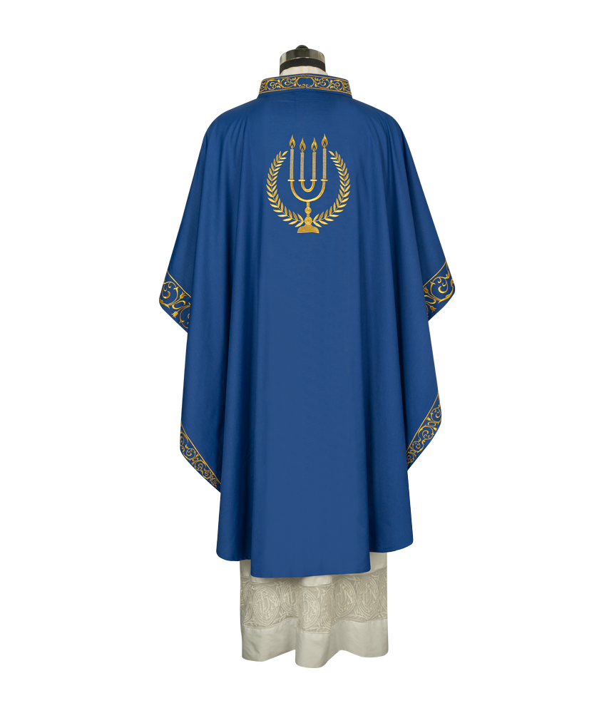 Advent chasuble with candle embroidery